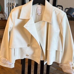 Rachel Parcell Ivory Vegan Leather Jacket